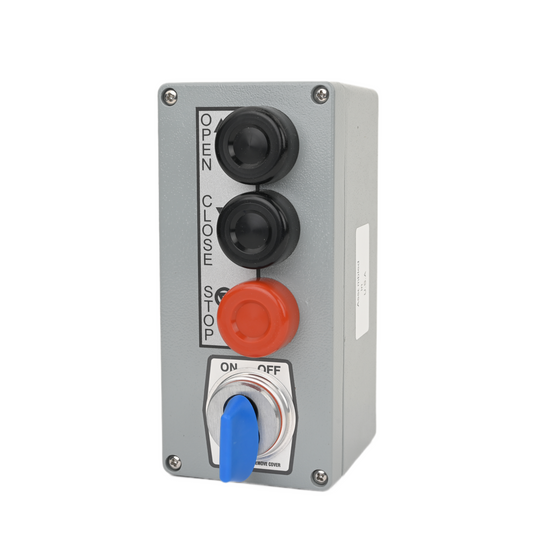 Columnar push button station with three buttons and a best cylinder housing. Part Number: 3 BXTL-B